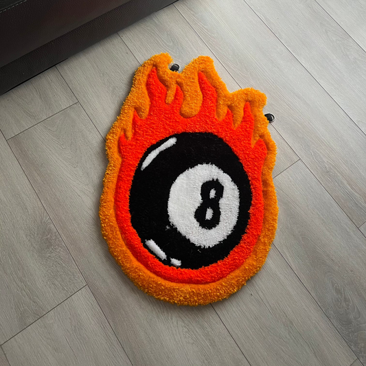 8 Pool Rug in Flames - Handmade